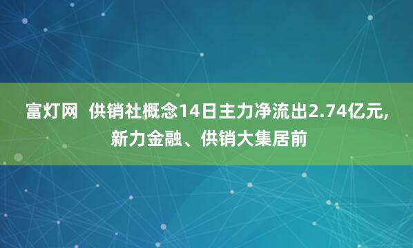 富灯网  供销社概念14日主力净流出2.74亿元, 新力金融、供销大集居前
