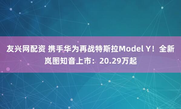 友兴网配资 携手华为再战特斯拉Model Y！全新岚图知音上市：20.29万起